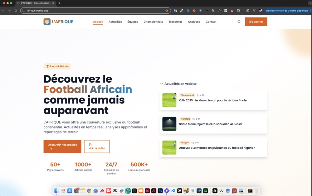 Site web plateforme éditoriale presse avec design moderne