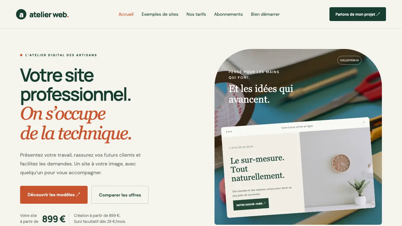Atelier Web sur ordinateur : page d’accueil