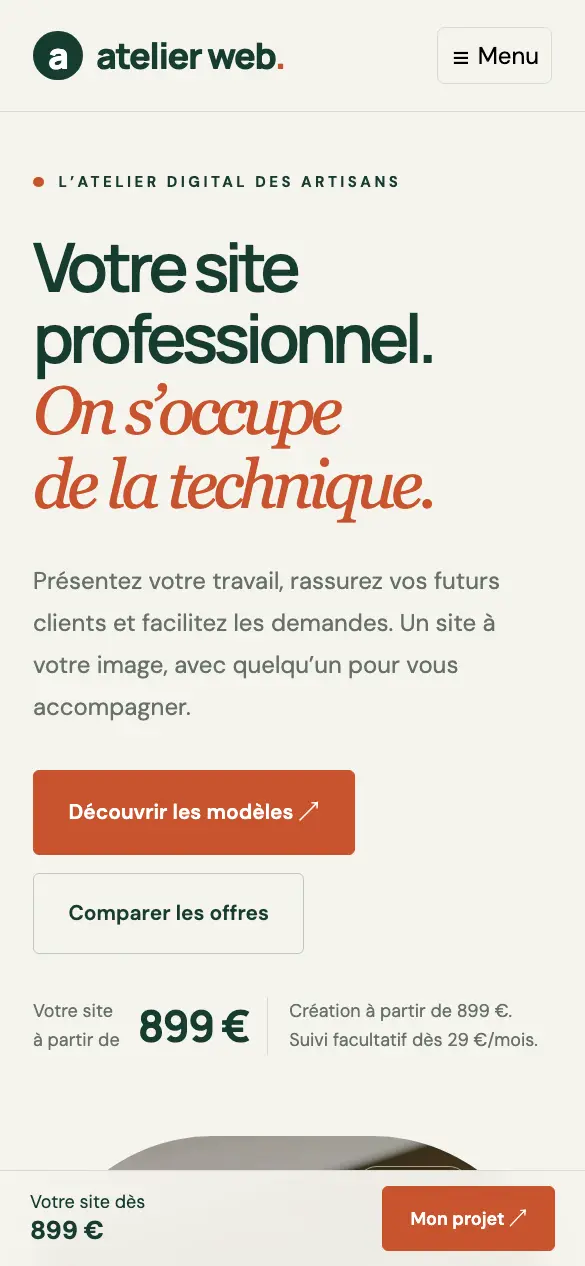 Atelier Web sur smartphone : page d’accueil