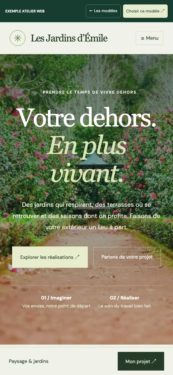 Atelier Web sur smartphone : démo du modèle Paysage