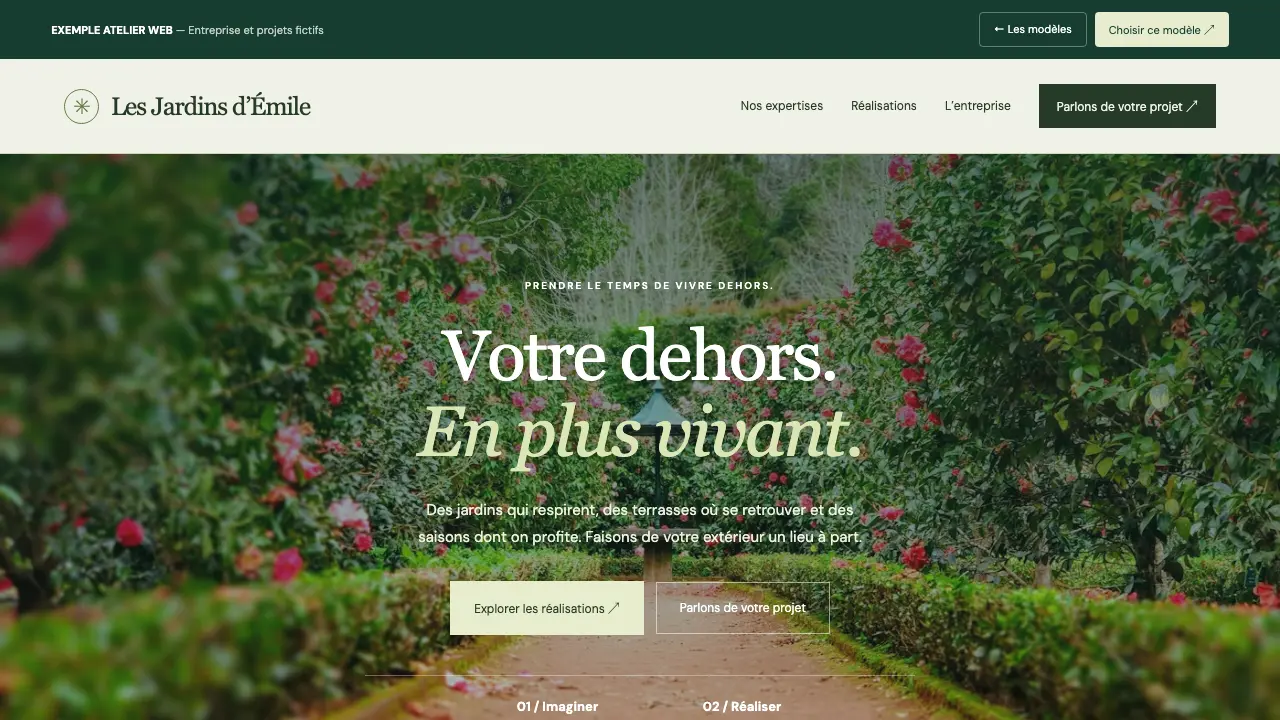 Atelier Web sur ordinateur : démo du modèle Paysage