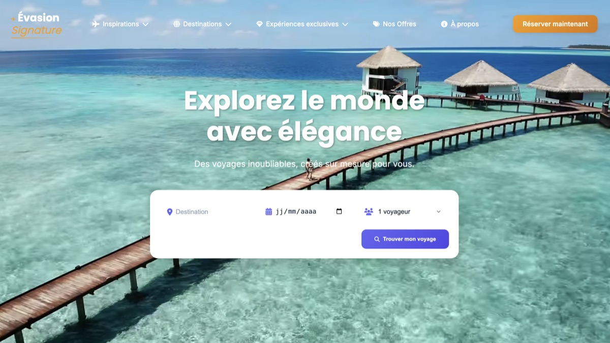 Evasion Voyage - Site web agence de voyage avec storytelling visuel