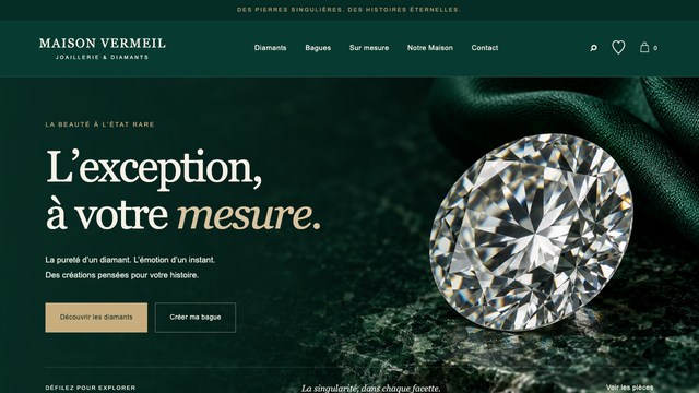 Maison Vermeil - Projet site joaillerie par Virtuos Studio Maison Vermeil - Site web joaillerie et diamants, design élégant