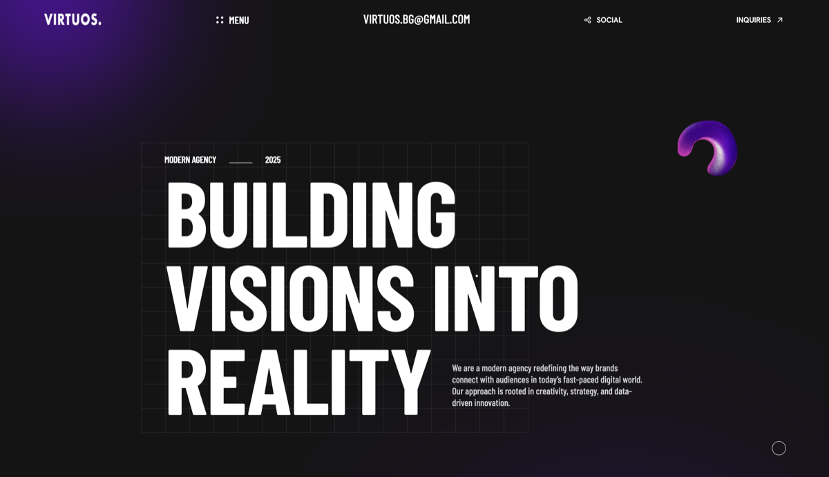 Virtuos Life - Site vitrine premium avec design moderne et sections dynamiques