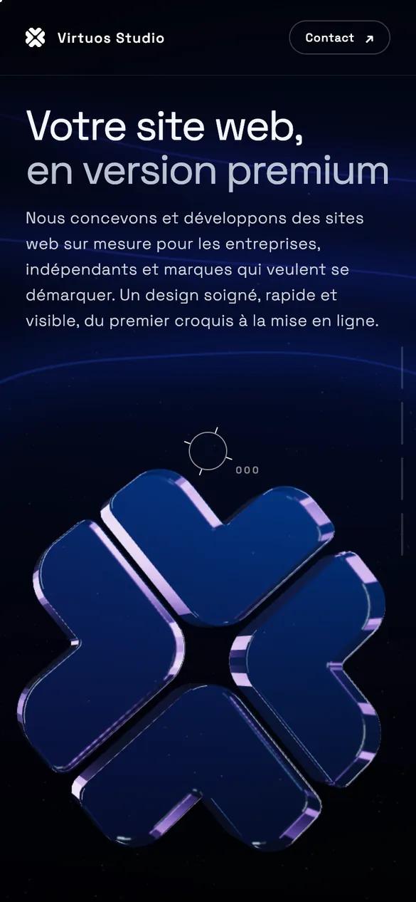 VirtuosWebsite sur smartphone : accueil