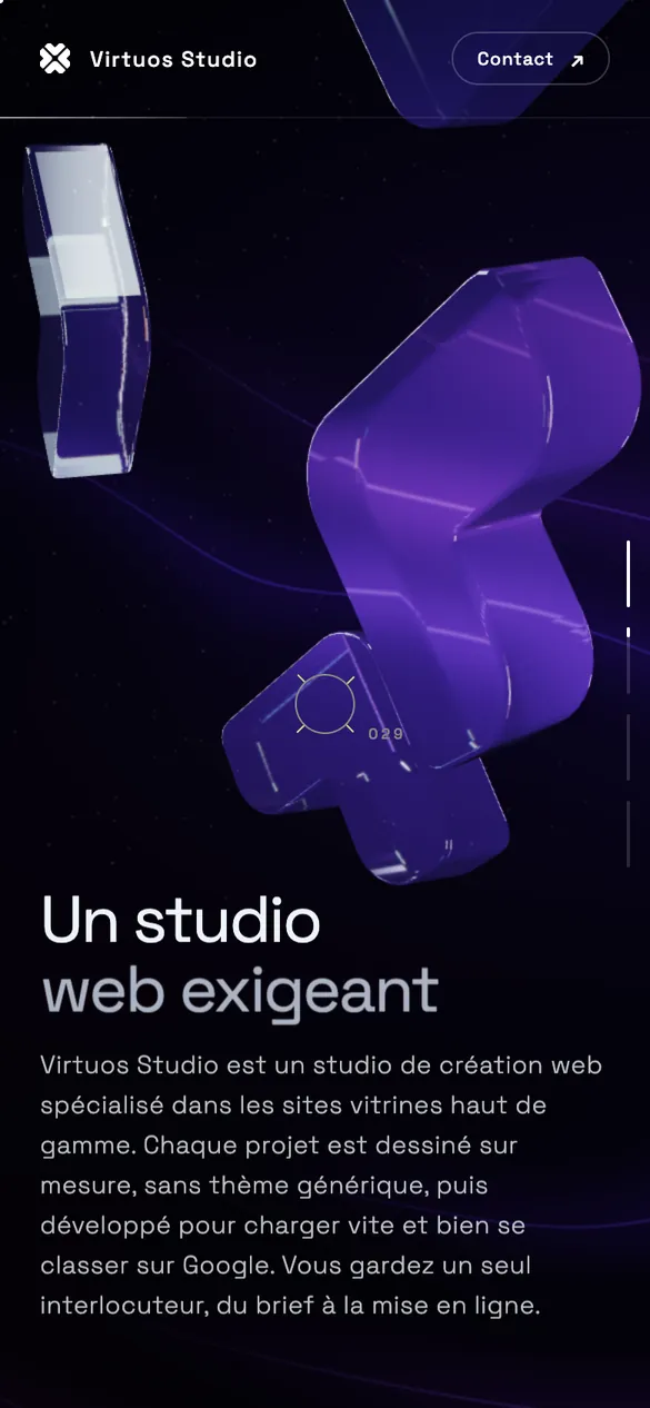 VirtuosWebsite sur smartphone : chapitre À propos