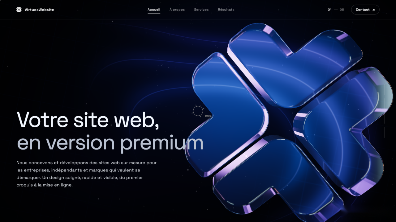 Aperçu du concept 3D VirtuosWebsite